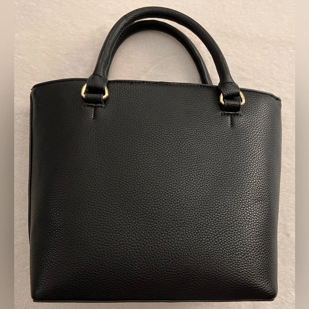 Nanette Lepore Black Priya Satchel Bag Crossbody Tote with Polka Dot Accent